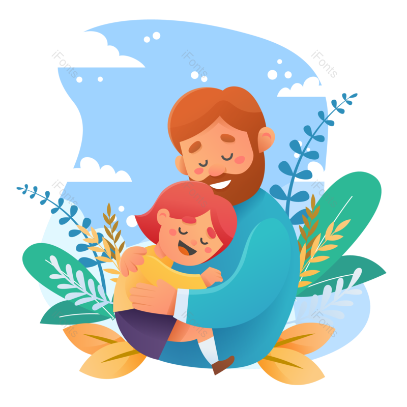 父亲节图片,卡通爸爸元素,父亲PNG,拥抱免抠素材